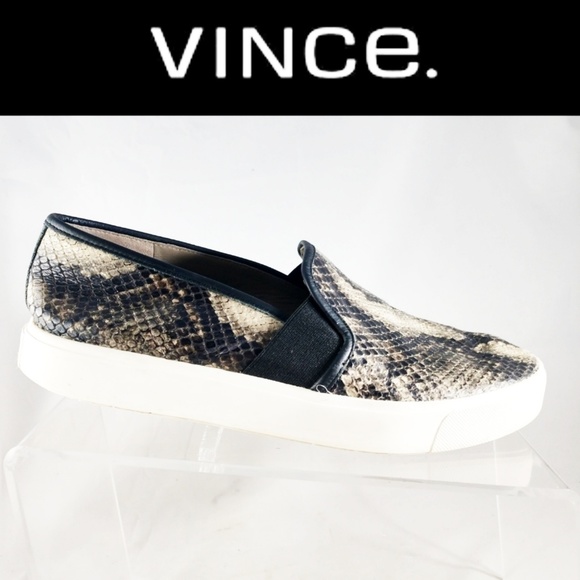 Vince Shoes - VINCE BLAIR Snake Embossed Leather Slip On Sneaker